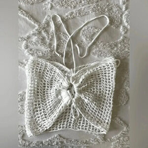 Crocheted Tie-Neck Crop Top